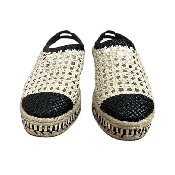 Tory Burch Dandy Woven Leather Slingback Espadrille Sandals Beach Resort Size 8 - Picture 5 of 9